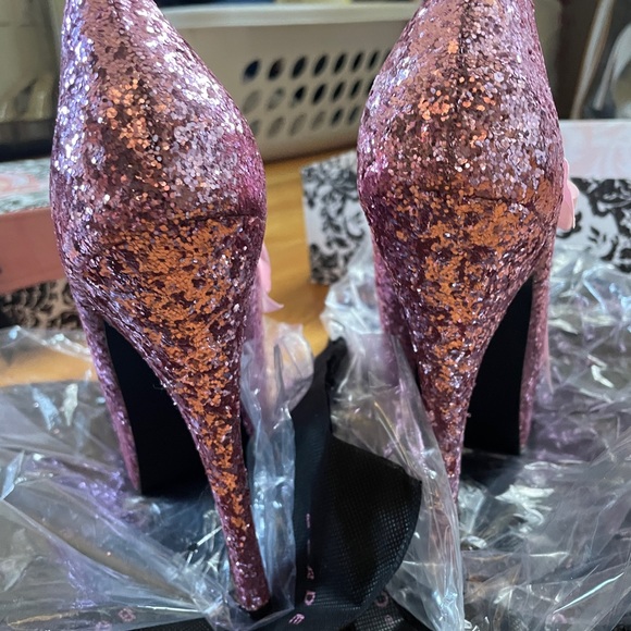 2 x pleaser bordello burlesque teeze pink glitter platform heels - Picture 10 of 10